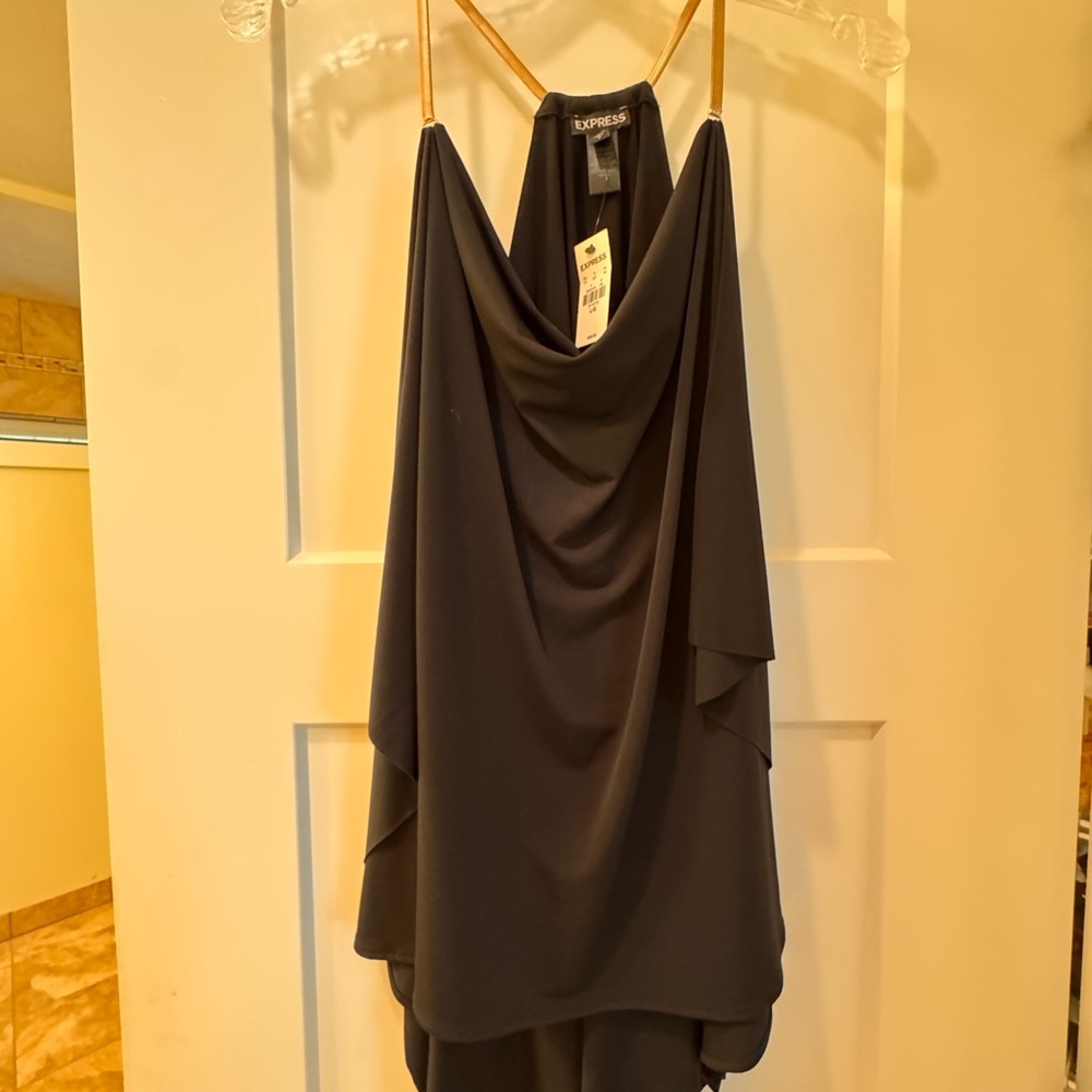 Express Black Top with Gold Straps